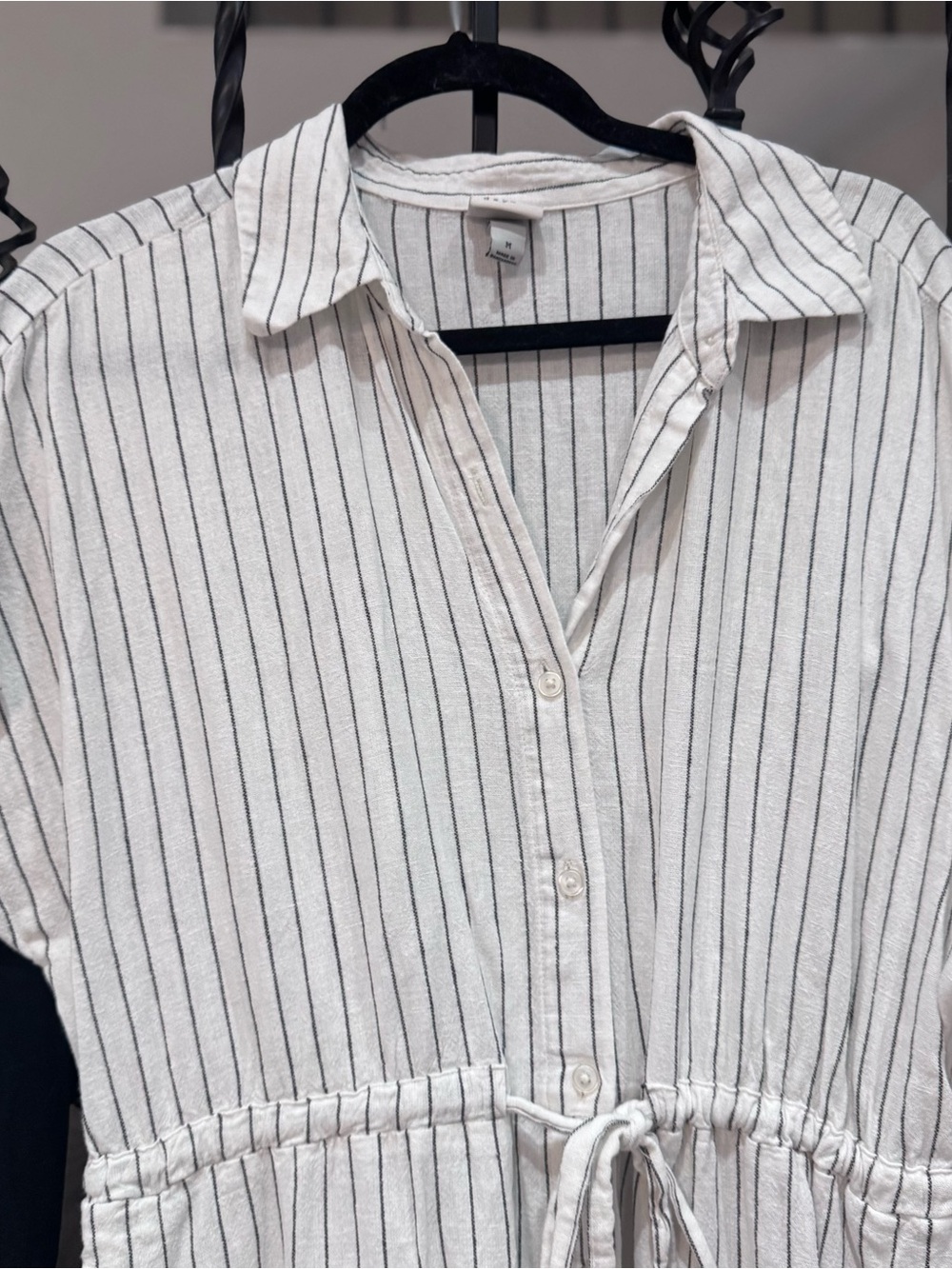a new day Black and White Striped Drawstring Shirt Dresses - Picture 2 of 8
